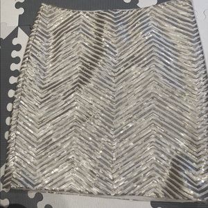 Banana Republic sequined skirt, gold and white
